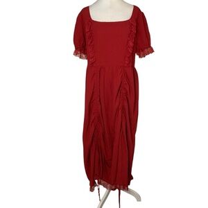 Scarlet Darkness Women’s Size 2X Deep Red Puff Sleeve Corset Style Maxi Dress